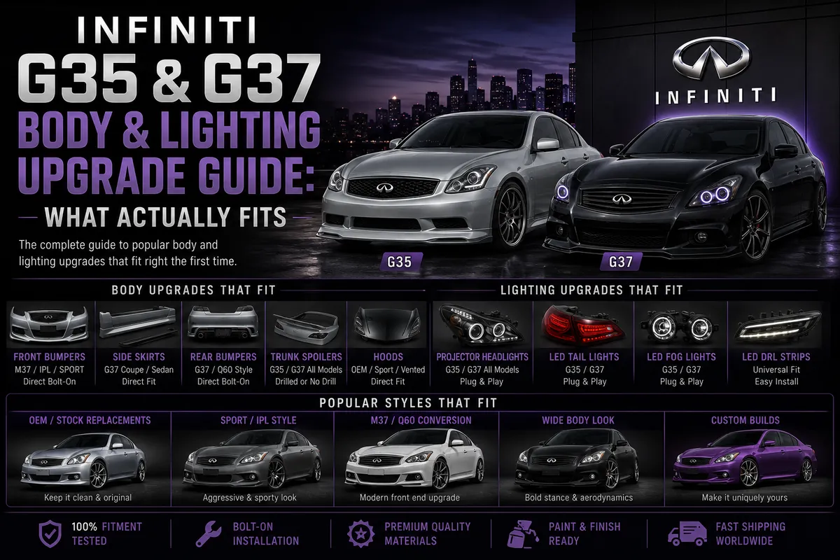 Infiniti G35 & G37 Body and Lighting Upgrade Guide: What Actually Fits